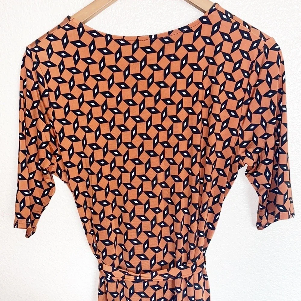 Gilli Faux Wrap Tie Waist Orange Midi Dress - Picture 10 of 10